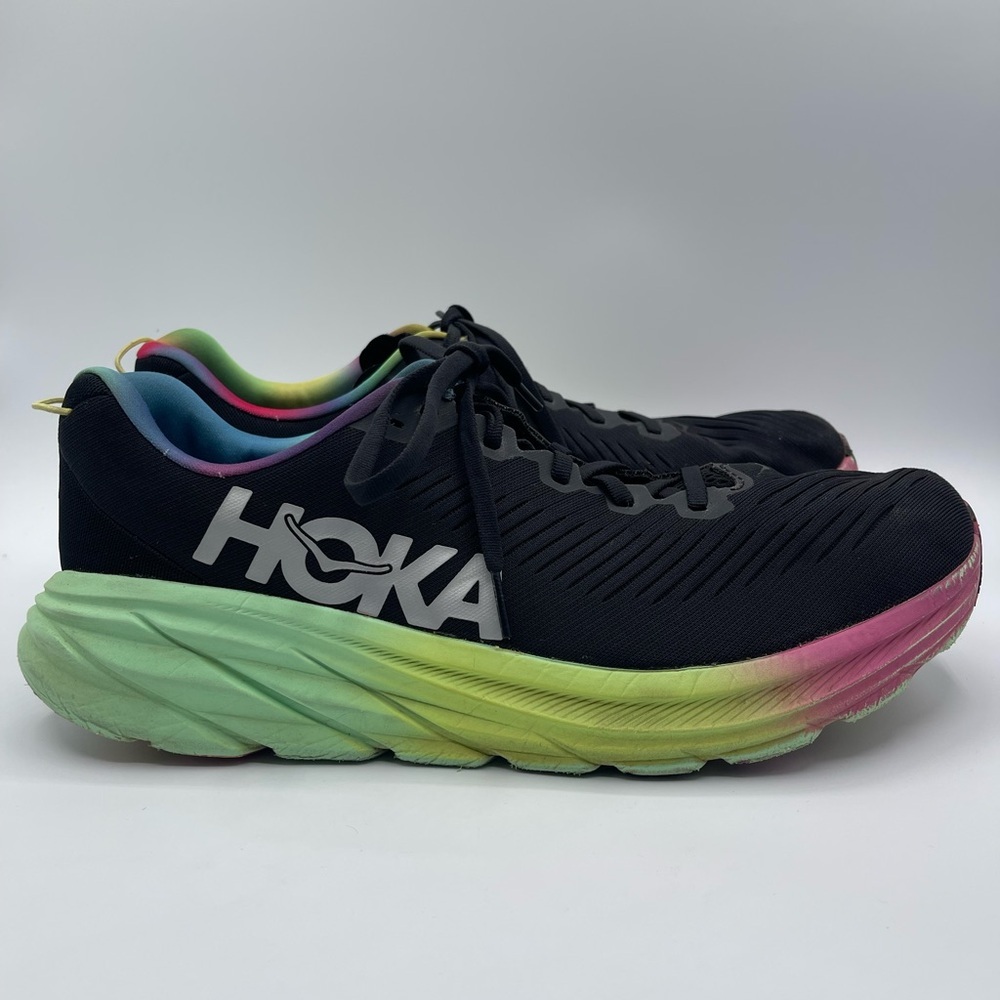 Hoka One One Mens Size 12.5 Rincon 3 1119395 BKSV Black Running Shoes Sneakers